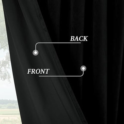 P Pothuiny Black Blackout Velvet Curtains 96 Inches Long 2 Panels - color: Black, size: 52"W x 96"L (Pack of 2)