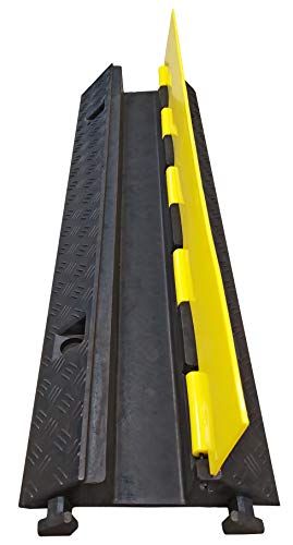 Electriduct 케이블 프로텍터 1 채널 7 x 5.1cm(2.75 x 2인치) 교통 호스 및 와이어 커버 고무 블랙 베이스 옐로우 뚜껑 포함 (91.4cm(3피트)) 2.3kg(5파운드)/차축 - 2개 팩 - size: 2 Ramps