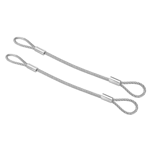 PATIKIL 12 Inch Safety Cable Lock, 2 Pcs 304 Stainless Steel Security Wire Ropes 0.26" Dia Double Loop Anti-Theft Safety for Bicycles Luggage Stage Lighting, Clear - size: 12 Inch-Clear