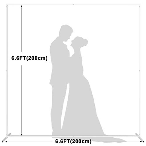 Wokceer Square Backdrop Stand White Metal Wedding Arch Stand 6.6FT x 6.6FT - color: White, size: 6.6FT x 6.6FT