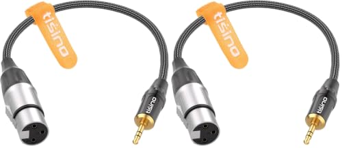 Tisino XLR to 3.5mm Balanced Cable Adapter, Gold-Plated XLR Female to 1/8 inch Mini Jack Aux Mono Audio Cord for Shotgun or Condenser Microphones - 1ft (Pack of 2) - size: 1ft (Pack of 2)