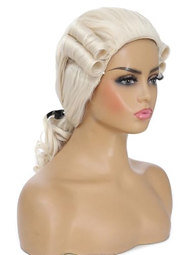 Adequate Judge Colonial Wigs for Women,Founding Father Costume,George Washington Costume,Revolutionary War, Halloween Costume Wig (Beige) - color: C-Beige