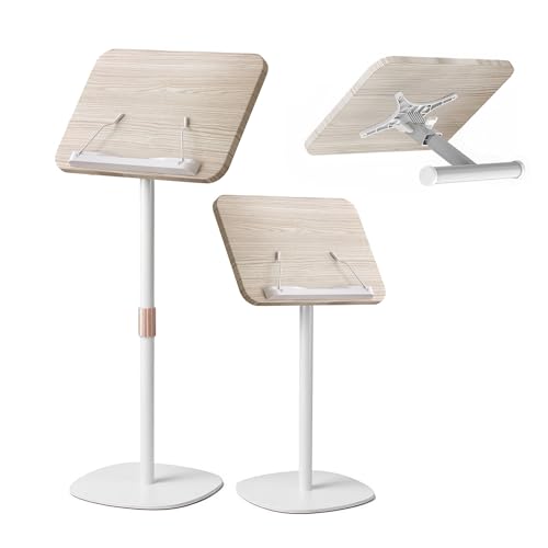2-in-1 Floor Music Stand & Desktop Book Stand, 16.5"–51" Height Adjustable - color: White, size: 10" x 15"