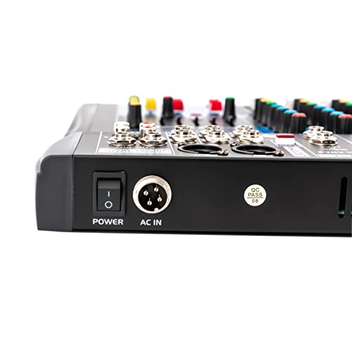 8 Channel Live Mixer DJ Console Mixer Professional Stereo Sound Mixer USB Audio Interface 48V Phantom Power Mixers Digital Audio Mixers Amplifier