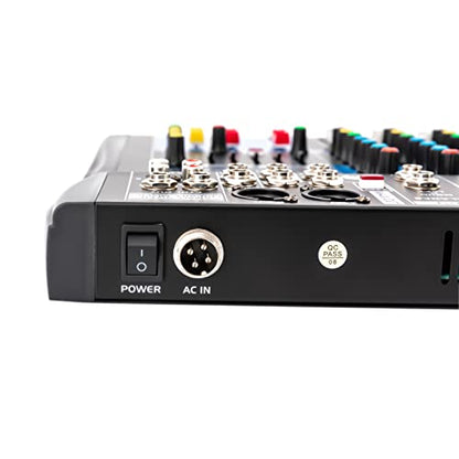 8 Channel Live Mixer DJ Console Mixer Professional Stereo Sound Mixer USB Audio Interface 48V Phantom Power Mixers Digital Audio Mixers Amplifier