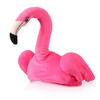 Halfchet Pink Flamingo Hat Plush Costume for Hawaiian Party,Base Flamingo | 3D Tropical Bird Headwear with Soft Texture, Ideal for Luau Theme Parties, Beach Events, Photo Props, Costume Accessory - style: Elegant