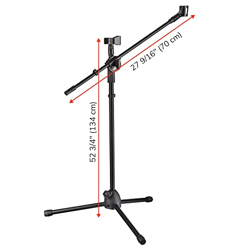 AW 4 Packs Microphone Boom Arm Stand Dual Mic Clips Adjustable Tripod Phone - color: Black-2 Mic Clips+Phone Holder, size: 4 pcs