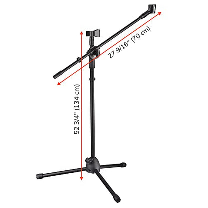 AW 4 Packs Microphone Boom Arm Stand Dual Mic Clips Adjustable Tripod Phone - color: Black-2 Mic Clips+Phone Holder, size: 4 pcs