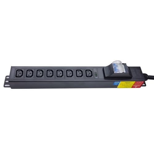 8way C13 C19 30A 120V-240V Metered PDU Current Volts Digital Meter SPD L6-30P amp PDU (OIT-8C13-L6-30P-LED-30A) - color: 8 C13 Breaker Protected