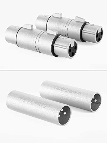 CableCreation [5-Pair XLR Female to Female & XLR Male to Male 3PIN Adapter Connector Compatible Microphone,Mixer,Silver - size: M to M & F to F