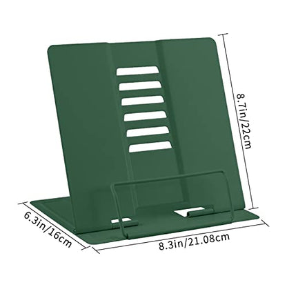 Honagu Metal Desk Book Holder, Adjustable Hands Free Holder for Cookbooks, Documents, Music Books, Textbooks, Tablets, Ipad (Military Green) - color: Military Green