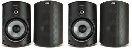 Polk Audio Atrium 4 Outdoor Speakers, Powerful Bass (Pair, Black) (Pack of 2) - color: Black, size: 2 Speakers (Pack of 2), style: Atrium 4