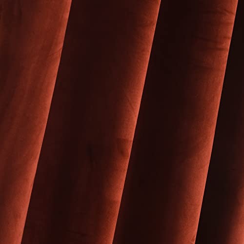 Roslynwood Velvet Burnt Ochre Curtains 63 inch Long - Curtains Block Light Rod Pocket Thermal Insulated Window Curtain Drapes for Living Room/Office/Apartment,Burnt Ochre, W52 x L63, 2 Panels - color: Burnt Ochre, size: 52"W x 63"L (Pack of 2)