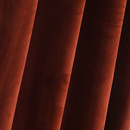 Roslynwood Velvet Burnt Ochre Curtain 84 inch Long - Curtains Block Light Rod Pocket Thermal Insulated Window Drapes Set for Living Room/Bedroom/Dining Room, W52 x L84, 2 Panels - color: Burnt Ochre, size: 52"W x 84"L (Pack of 2)