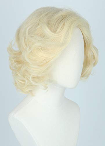 Topcosplay Women Hair Wigs Blonde Wig Short Curly Halloween Costume Cosplay Wig Deep Wave - color: Blonde