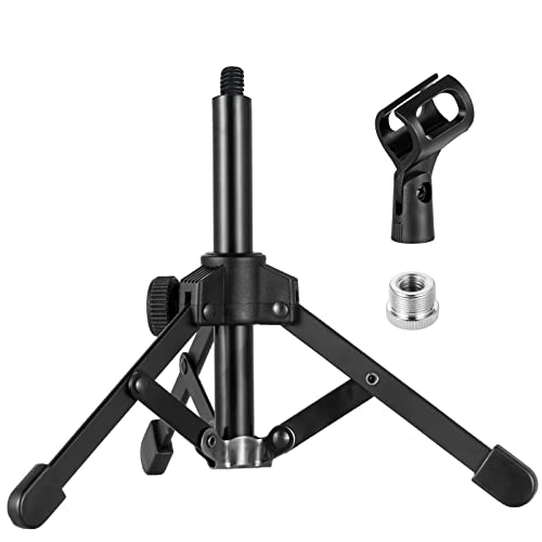 BILIONE Microphone Stand Desk Tripod, Portable Desktop Mini Mic Stand