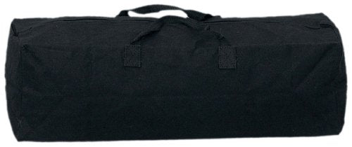 ADROIT Heavy Duty Double Zipper Black Canvas Bag | Sizes 16" 24" 32" 48" 60" | Double-Reinforced Nylon Straps - size: 16"