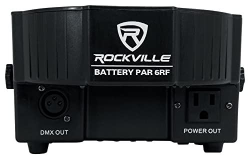 Rockville Battery PAR 6RF Black RGBWA+UV Wash Light 4-Pack with RLB90 Bags | 15-Hour Rechargeable Battery, Wireless DMX, 6x 6W LEDs, 4 RF Remotes, XLR In/Out, 2 RLB90 Travel Bags, 6-Items