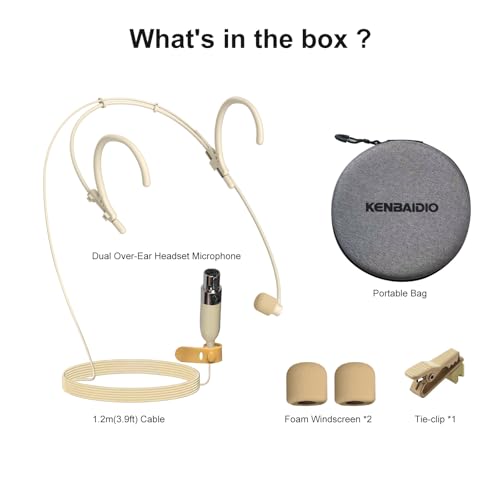 Headset Headworn Microphone Professional Dual Over-Ear Hanging Earset Condenser Mic Compatible with Shure Wireless System Bodypack Transmitter for Performance Theater, Mini XLR 4 Pin TA4F Plug - size: Mini XLR 4 Pin TA4F Plug for Shure Only