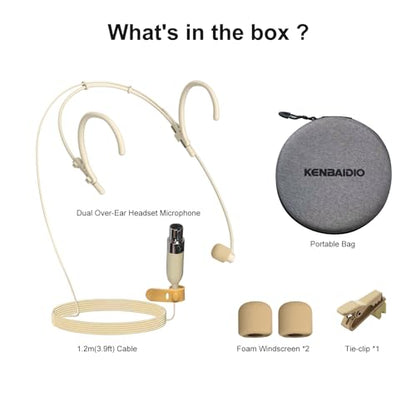 Headset Headworn Microphone Professional Dual Over-Ear Hanging Earset Condenser Mic Compatible with Shure Wireless System Bodypack Transmitter for Performance Theater, Mini XLR 4 Pin TA4F Plug - size: Mini XLR 4 Pin TA4F Plug for Shure Only