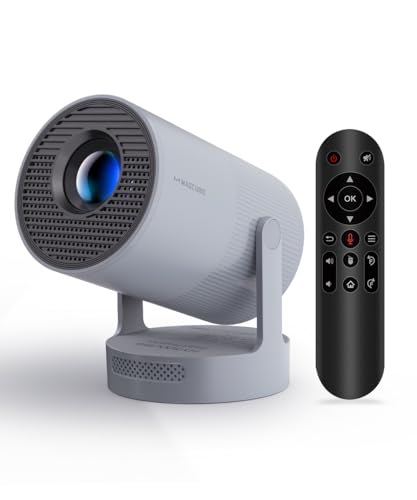 【Electric Focus】Mini Portable Projector with WiFi and Bluetooth 4K Support - color: Gray Striped