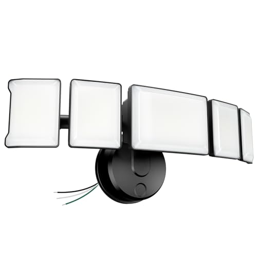 Olafus 130W Flood Light Outdoor, Switch Controlled 13000LM LED Security Light, IP65 Waterproof Outside Floodlight with 5 Adjustable Heads, 6500K Exterior Flood Light Fixture Wired for House Yard Black - color: Black