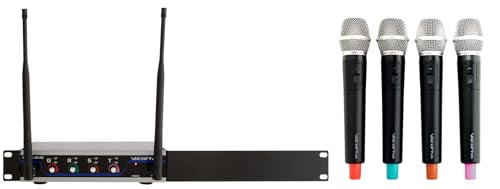 VocoPro Digital-Quad-H-500 4-Channel Wireless Handheld Microphone System, 24-Bit Digital Audio, 6 Switchable Frequencies per Channel, 150ft Range, Rack-Mountable Receiver - DIGQUADH500