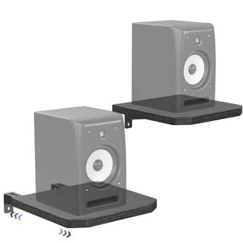 BYMECOST Speaker Wall Mount, Adjustable Rear Speaker Wall Mount Shelves | Set of 2 Heavy Duty Surround Sound Speaker Stand Up to 55 Lbs,Universal Bookshelf Speaker Floating Wall Shelves for Sony JBL - color: Style 2