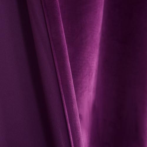 Purple Velvet Curtain Set- Curtains with Bows for Living Room/Bedroom W52 x L84-inch, 2 Panels - color: Purple, size: 52"W x 84"L (Pack of 2)