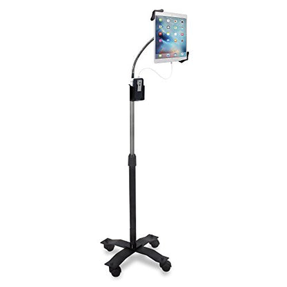 Gooseneck Floor Stand – CTA’s Compact, Adjustable Gooseneck with Swivel Casters for iPad 7th/ 8th/ 9th Gen 10.2”, iPad Air 4, 12.9”, Surface Pro, Zebra & Other 7-13” Tablets (PAD-CGS) - style: Cradle
