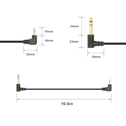 90 Degree 1/8 to 1/4 Stereo Audio Cable 10.6in, Right Angle 3.5mm TRS Male to 6.35mm TRS Male Aux Cord for Guitar, Keyboard Piano, Laptop, Speaker and Amplifiers (27cm) - size: 10.6in/27cm