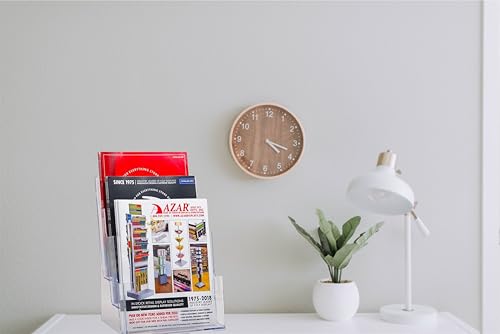 Azar Displays 252378, Brochure Holder, Acrylic Desk Organizer, Three Tier Document, Magazine & Sign Holder, Wall Mount Desk Accessories, Literature Display Stand for 4" Pamphlets, 8.5"x11" - size: Three Tier Letter