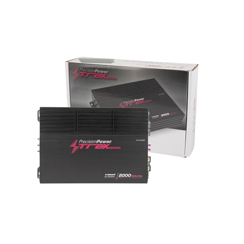 Precision Power TM4.2000D, Trax Micro Series Car Stereo Amplifiers, 4 Channel Compact Voice Amplifier, 4Ch Stereo Amp for Highs, Multi Channel Class D Audio Amps - size: TM4.2000D
