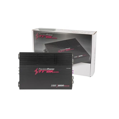 Precision Power TM4.2000D, Trax Micro Series Car Stereo Amplifiers, 4 Channel Compact Voice Amplifier, 4Ch Stereo Amp for Highs, Multi Channel Class D Audio Amps - size: TM4.2000D
