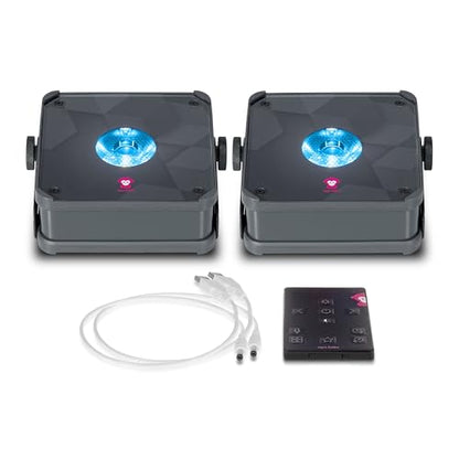 Ape Labs Mini 2+ Ultra Efficient LED Uplighting with Remote & 10 Hours Battery Life for Weddings, DJs & Event Lighting - IP65 Waterproof RGBaW Spotlight with MusikMode & DMX App Control - Set of 2 - color: Gray, size: Set of 2