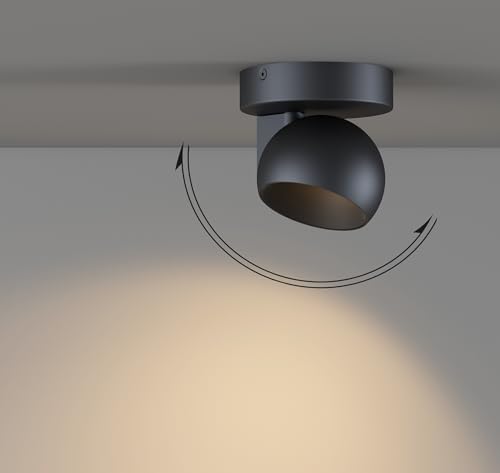 LED Ceiling Light Dimmable Flush Mount Adjustable Ceiling Light Fixture, Directional Spotlight for Pictures Living Room Bedroom Foyer - 3000K 11W 25° Flicker Free (Black) - size: Globe