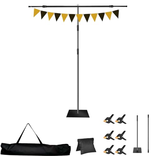 8 * 5FT Backdrop Stand, Metal Base Photo Studio Support System, Adjustable Backdrop Frame for Photography, Streaming, Wedding, Projector Screen, Tool Free Setup & Portable Carry Bag - size: 8*5FT