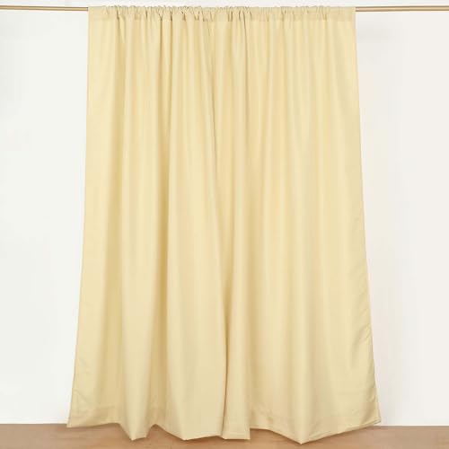 Efavormart 2 Pack | Champagne Polyester Drapery Panels with Rod Pockets, Photography Backdrop Curtains, 5ftx8ft - 130 GSM - color: Champagne