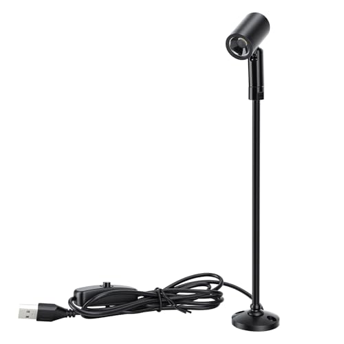 Garosa LED Standing Cabinet Spotlight USB Powered Adjustable Table Accent Light for Artwork Jewelry Display Showroom Gallery Cabinet Shelves(Warm Light) - color: Black, size: Warm Light