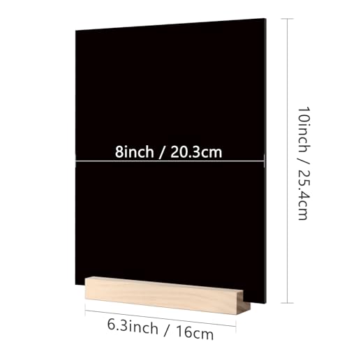 8x10 Inch Black Acrylic Sign with Holder- 6 Pack Blank Black Acrylic Sheets and Wood Stands, DIY Blank Signs for Wedding Party Reception (6 Pack 8 x10 Inch) - color: Black