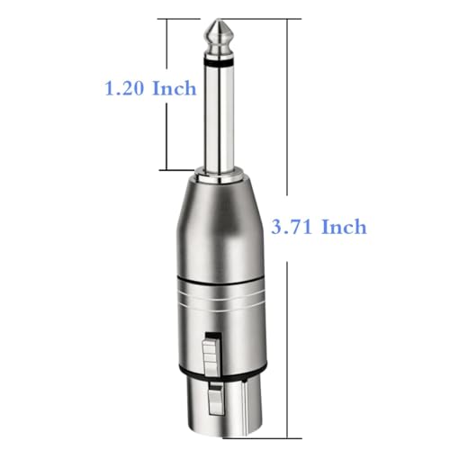 Unbalanced XLR Female to 1/4 Inch TS Mono Male Adapter, 2 Pack | Nickel-Plated Metal Housing with EMI/RFI Shielding, Low-Noise Signal Transmission for Mixer, Microphone & Amplifier - style: 1/4 inch TS Mono Male to XLR Female Adapter