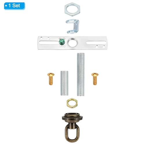 PATIKIL 4" Universal Light Fixture Cross Bar Kit, 1/4 IP Center Ceiling Light Plate Mounting Bracket Canopy Hardware Repair Set with Screw Loop, Bronze - color: Bronze