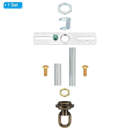 PATIKIL 4" Universal Light Fixture Cross Bar Kit, 1/4 IP Center Ceiling Light Plate Mounting Bracket Canopy Hardware Repair Set with Screw Loop, Bronze - color: Bronze