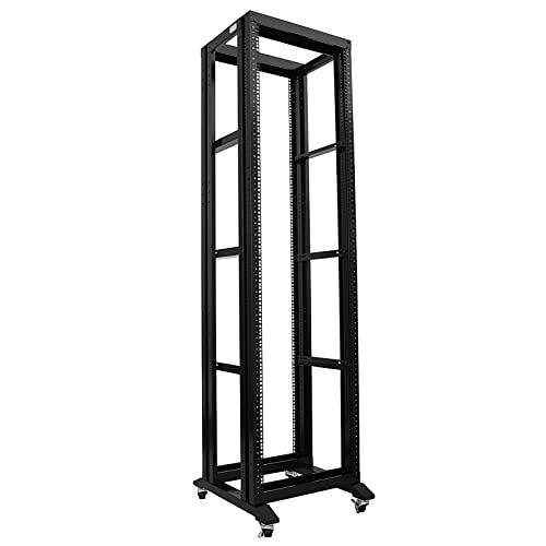 Server Rack Open Frame Rack 4 Post 19 inch Adjustable Server/Audio Rack Cold Rolled Steel(42U,17Depth) - size: 42U-17’’Depth