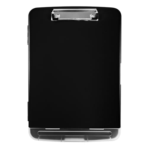 Super Z Outlet Slim Plastic Nursing RN Style Lightweight Coaches Clipboard with Open Foldable Storage, Classroom Teacher College Size (9.5" x 14") (Black, 9.5" x 14") (Pack of 3) - color: Black, size: 9.5" x 14" (Pack of 3)