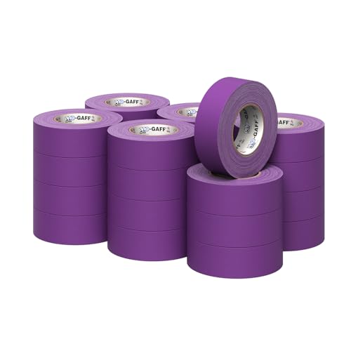 2" Pro Gaff Gaffers Tape 55 yards length purple matte. Premium Heavy-Duty Gaffers Tape trusted by professional Gaffers. Made in the USA. Holds Tight, Easy to remove. (Pack of 24)