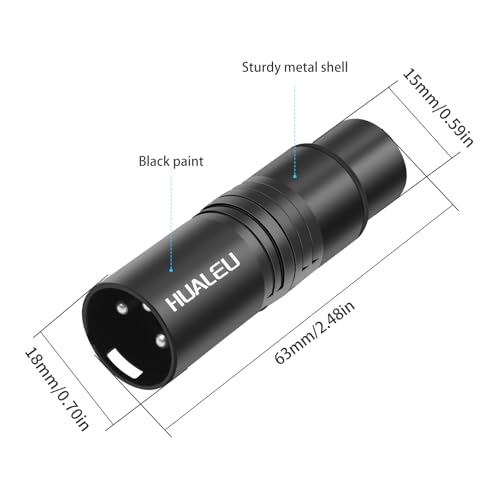 3Pin XLR Male to Female Adapter, Black Painted zinc Alloy Shell,for Mic,Amplifier, Mixer XLR 3-Pin Audio Connectors DMX 512 Adapter-2Pack - color: XLR Male to Female