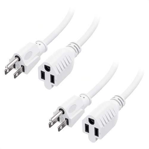 [ETL Listed] Cable Matters 2-Pack 16 AWG 13A Power Extension Cord, 10ft - color: White, size: 10 Feet, style: 2-Pack