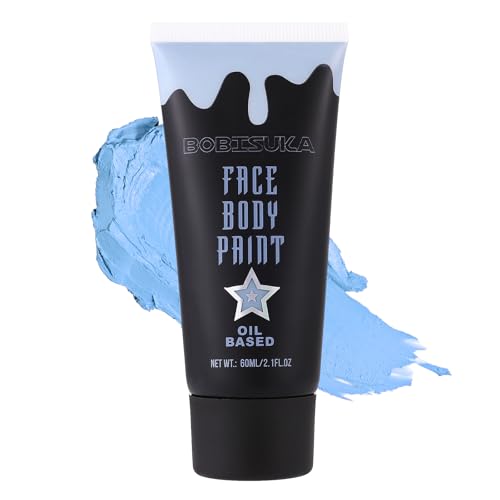 Light Blue Face Body Paint, Oil-based Face Painting Kit for Kids Adlut, Facepaint for Halloween Dead Bride Ice Queen Costume, Cosplay, Parties, Stage, Theater, SFX Special Effect Makeup（2.1 Fl.oz） - color: Light Blue