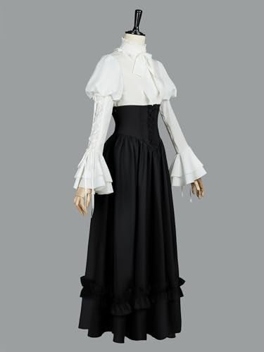 daizbella Victorian Dress for Women 2-Piece Victorian Blouse Skirt Set 1800s Edwardian Dress Medieval Costume - size: Small